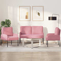 Sofa Sets With Cushion 3 Pcs Pink 115 X 56 X 80 Cm Plywood