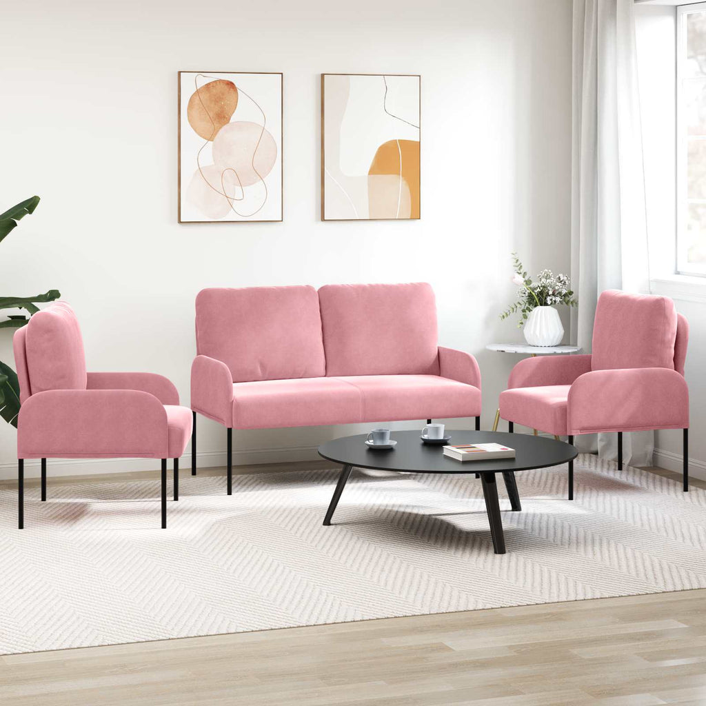 Sofa Sets With Cushion 3 Pcs Pink 115 X 56 X 80 Cm Plywood