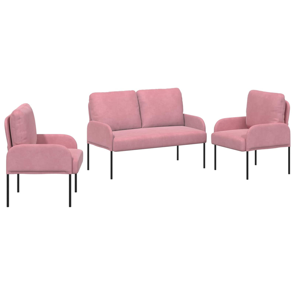 Sofa Sets With Cushion 3 Pcs Pink 115 X 56 X 80 Cm Plywood