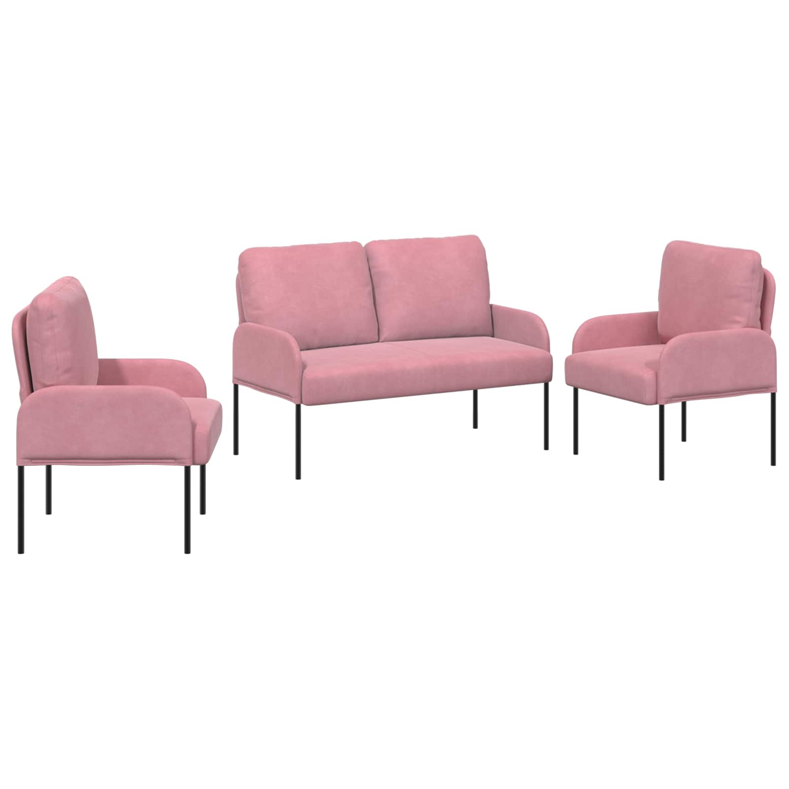 Sofa Sets With Cushion 3 Pcs Pink 115 X 56 X 80 Cm Plywood