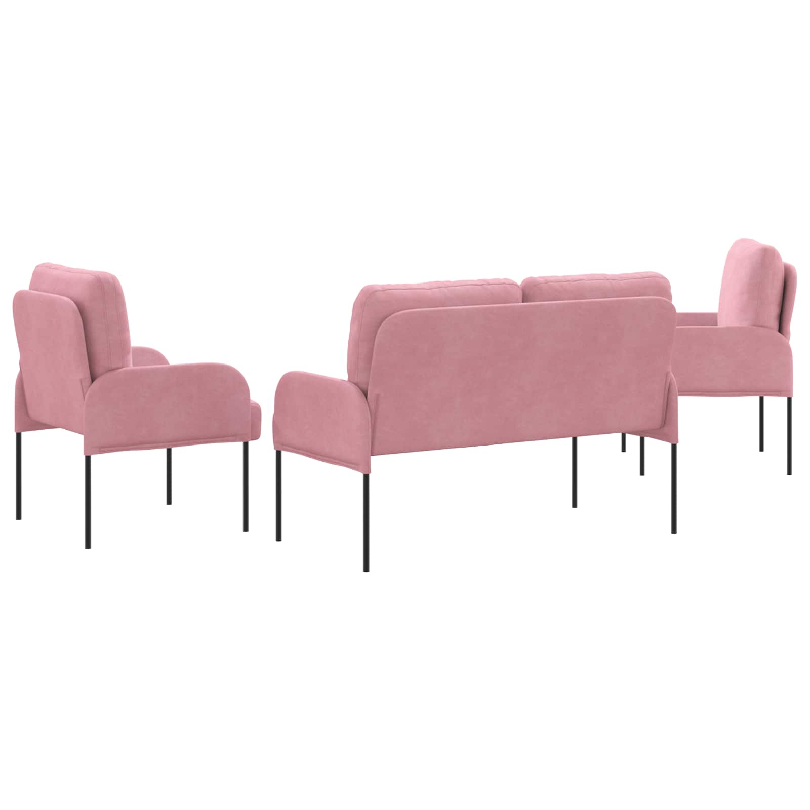Sofa Sets With Cushion 3 Pcs Pink 115 X 56 X 80 Cm Plywood