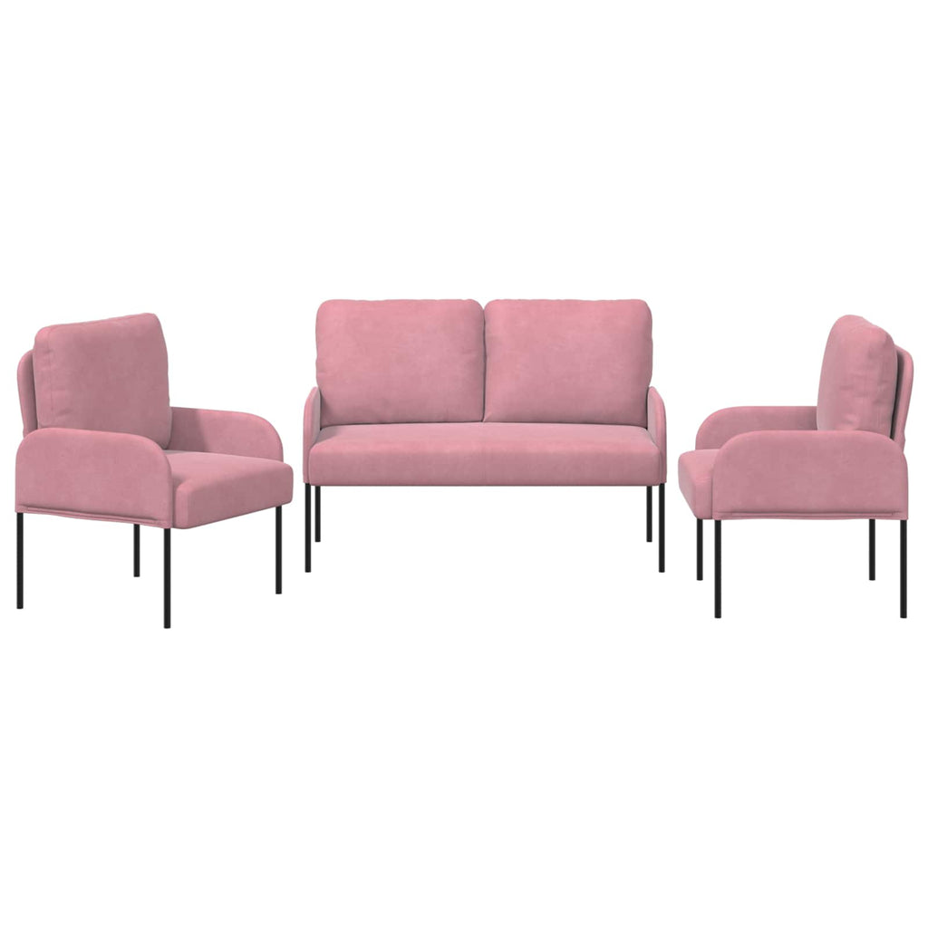 Sofa Sets With Cushion 3 Pcs Pink 115 X 56 X 80 Cm Plywood