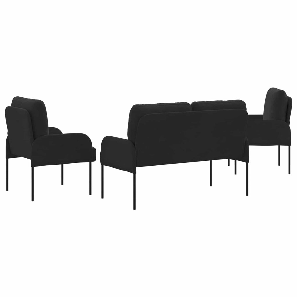 Sofa Sets With Cushion 3 Pcs Black 115 X 56 X 80 Cm Plywood