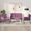 Sofa Sets With Cushion 3 Pcs Purple 115 X 56 X 80 Cm Plywood