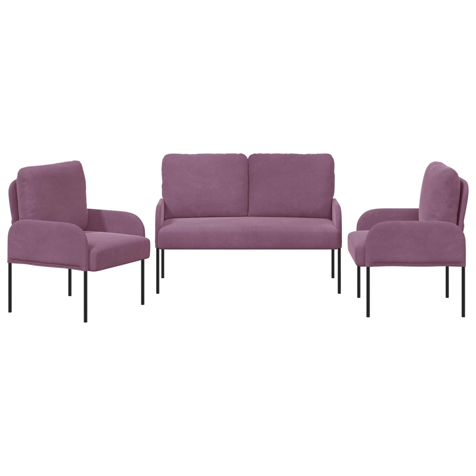 Sofa Sets With Cushion 3 Pcs Purple 115 X 56 X 80 Cm Plywood