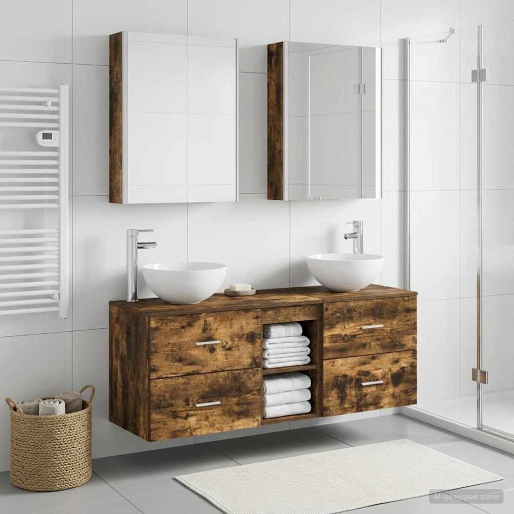 Bathroom Furniture Set 5 Pcs Engineered Wood And Glass