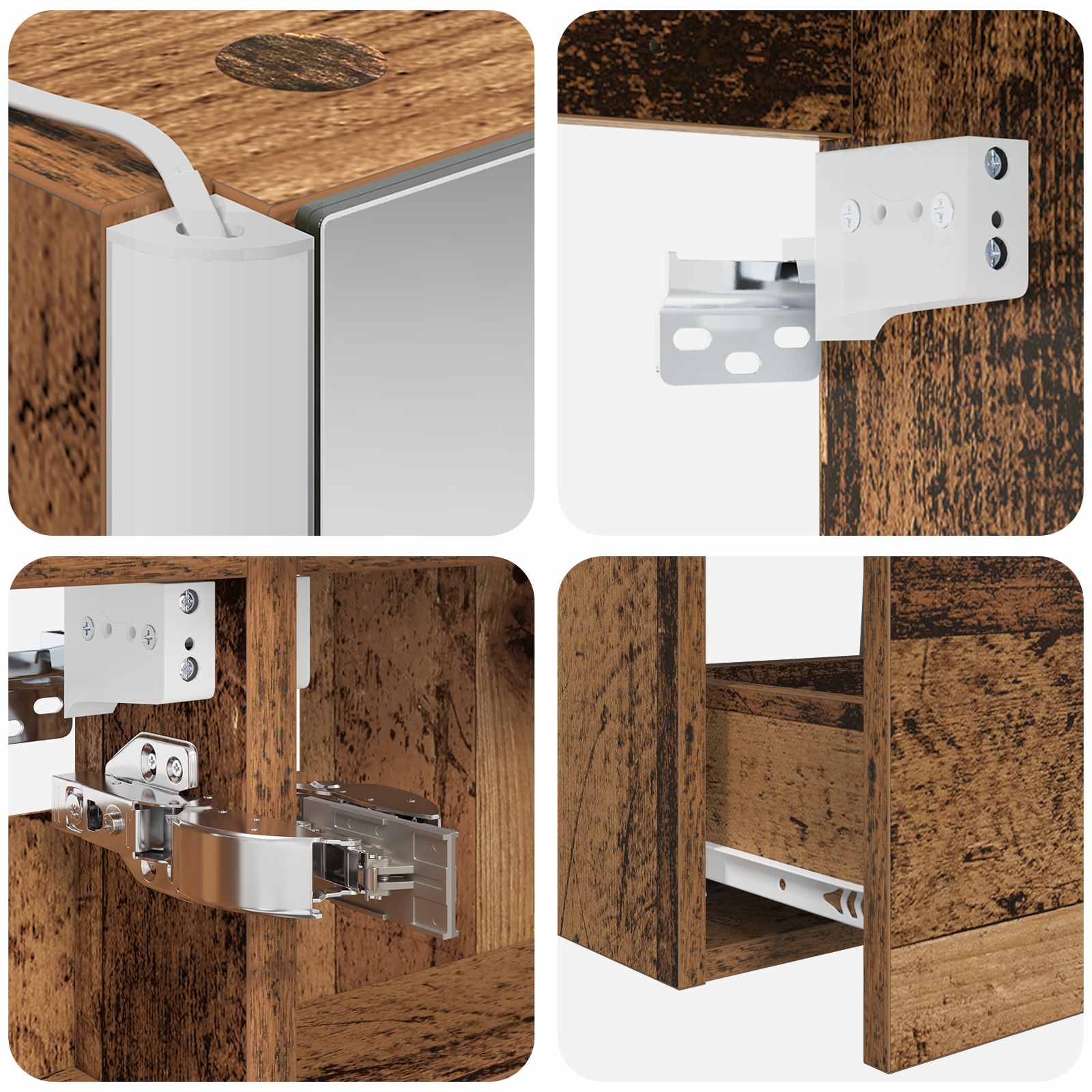 Bathroom Furniture Set 5 Pcs Engineered Wood And Glass