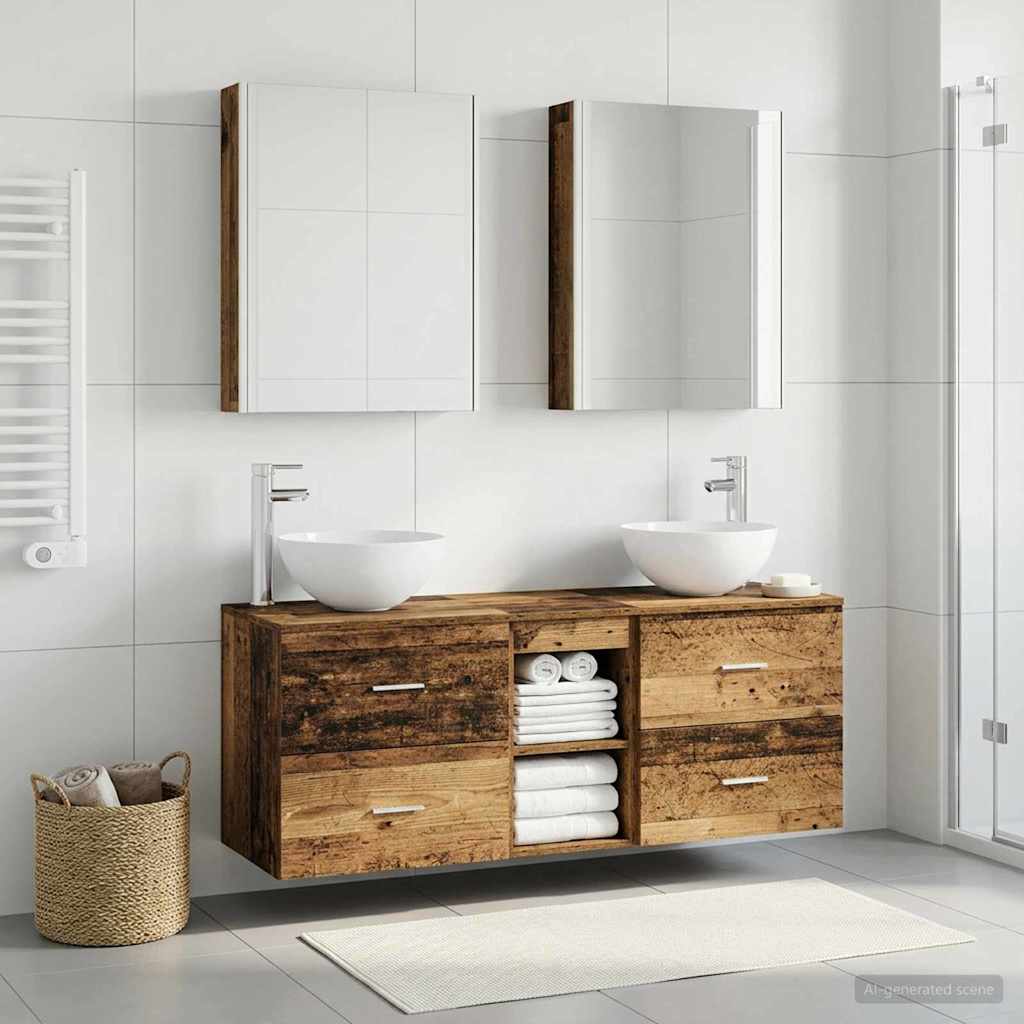 Bathroom Furniture Set 5 Pcs Engineered Wood And Glass