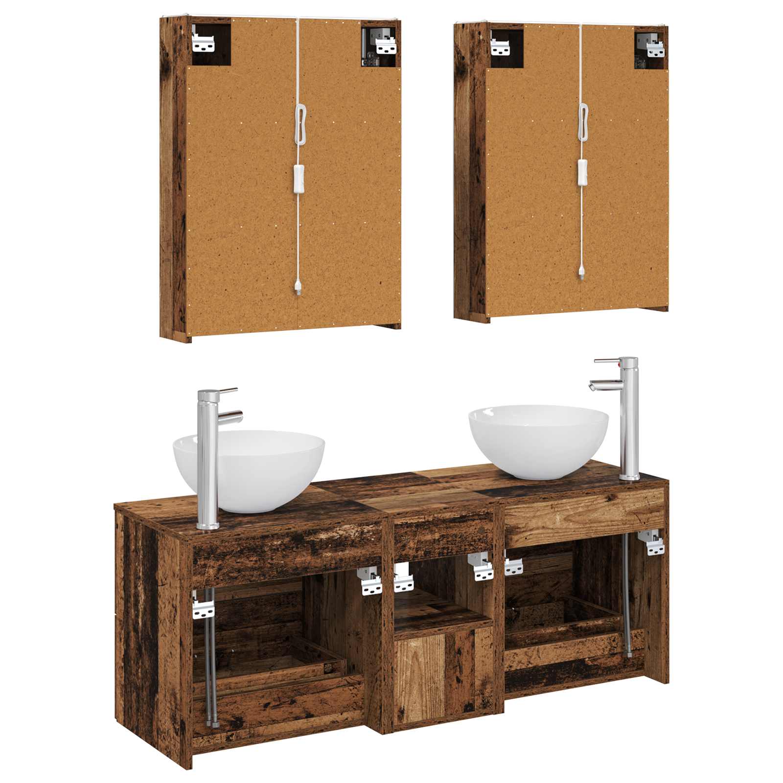 Bathroom Furniture Set 5 Pcs Engineered Wood And Glass