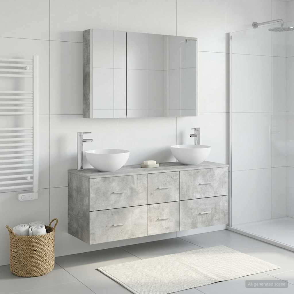Bathroom Furniture Set 4 Pcs Engineered Wood And Glass
