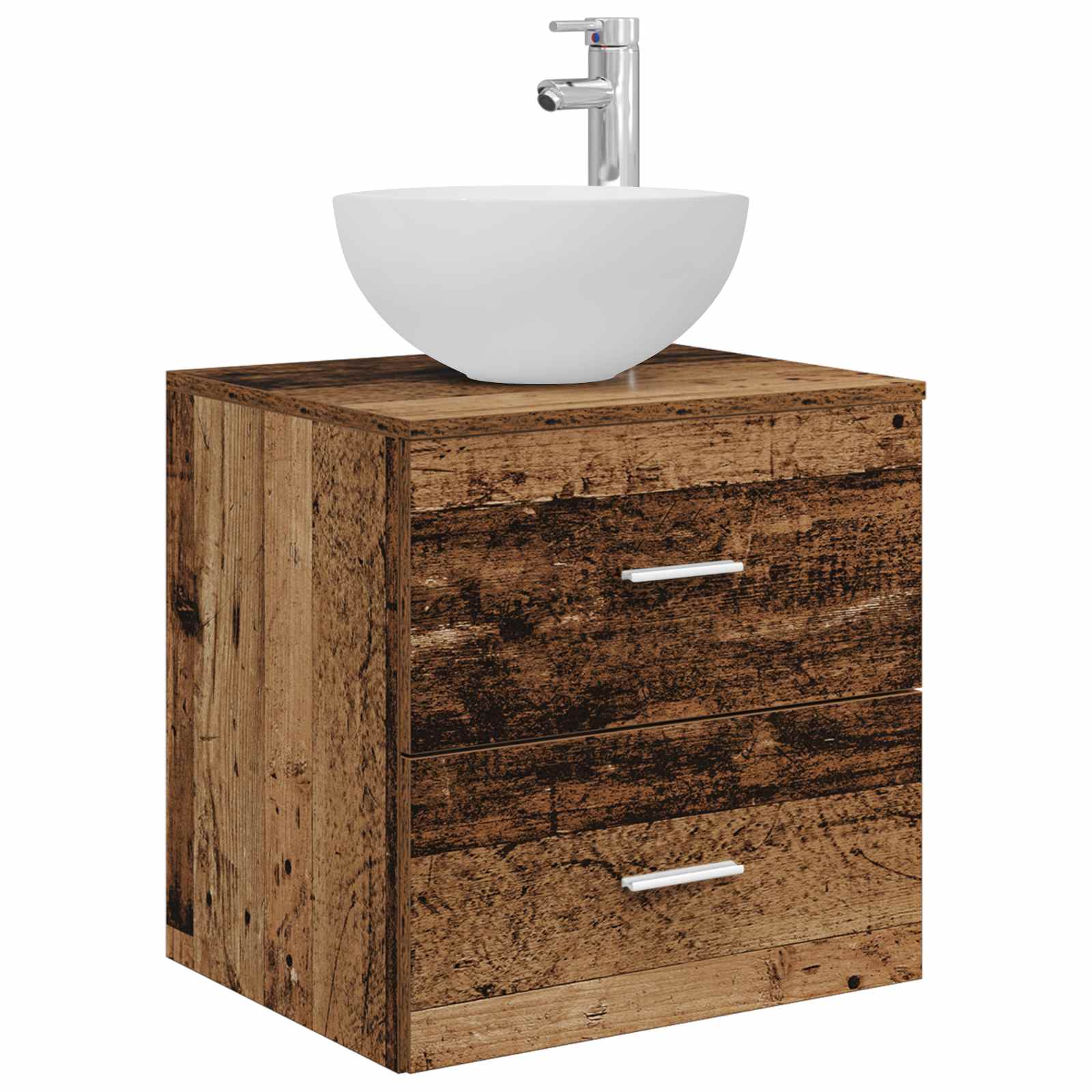 Bathroom Furniture Set 4 Pcs Engineered Wood And Glass
