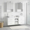 Furniture Set Bathroom 5 Pcs Engineered Wood Glass White Sonoma Oak Old Wood LED