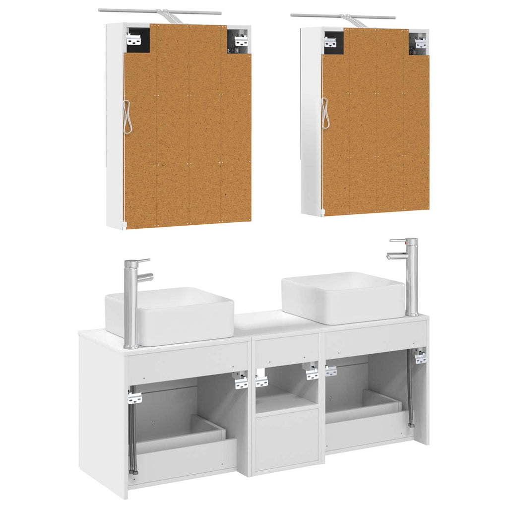 Furniture Set Bathroom 5 Pcs Engineered Wood Glass White Sonoma Oak Old Wood LED
