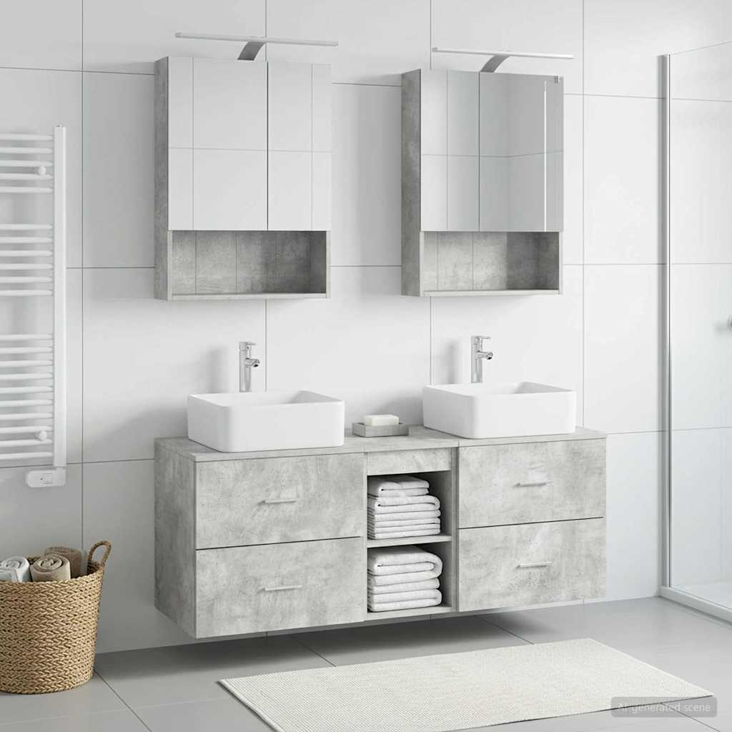 Bathroom Furniture Set 5 Pcs Engineered Wood And Glass