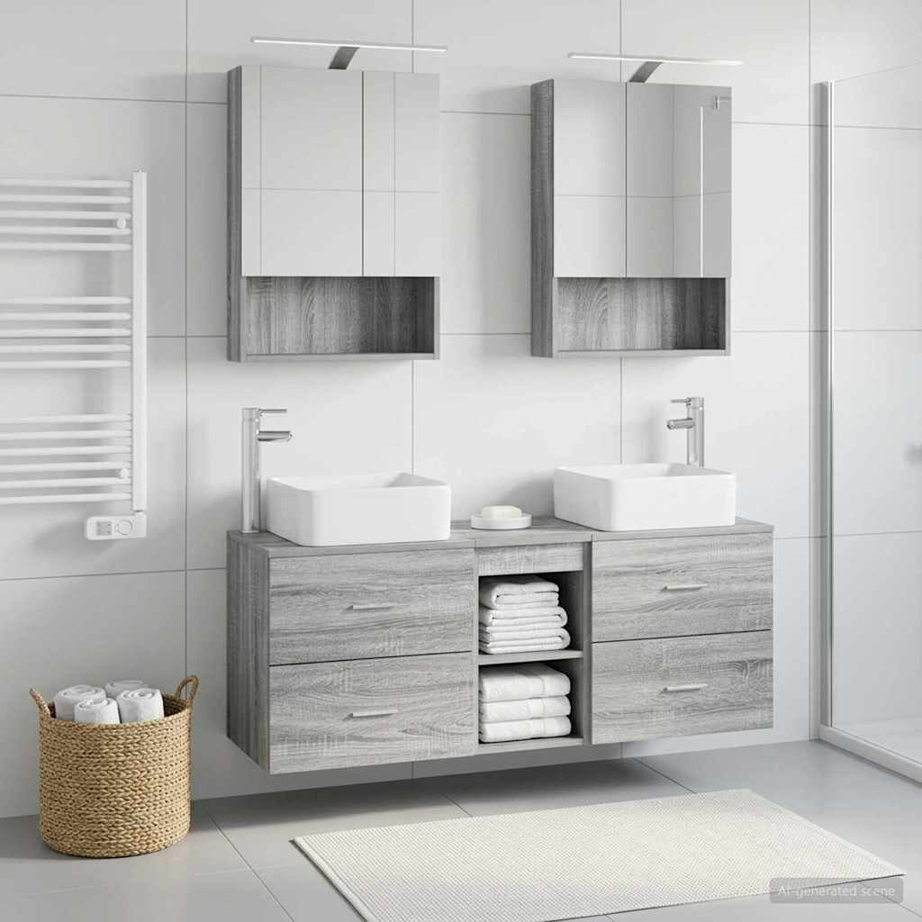Bathroom Furniture Set 5 Pcs Engineered Wood And Glass