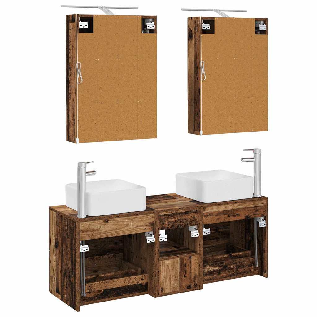 Bathroom Furniture Set 5 Pcs Engineered Wood And Glass