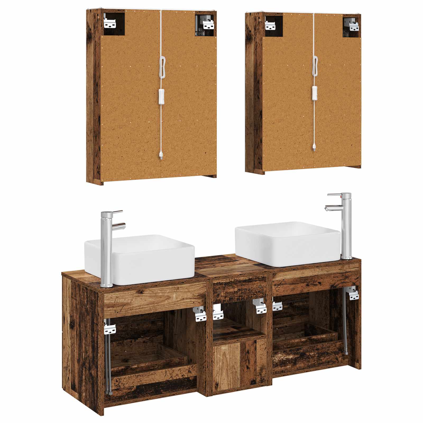 Bathroom Furniture Set 5 Pcs Engineered Wood And Glass