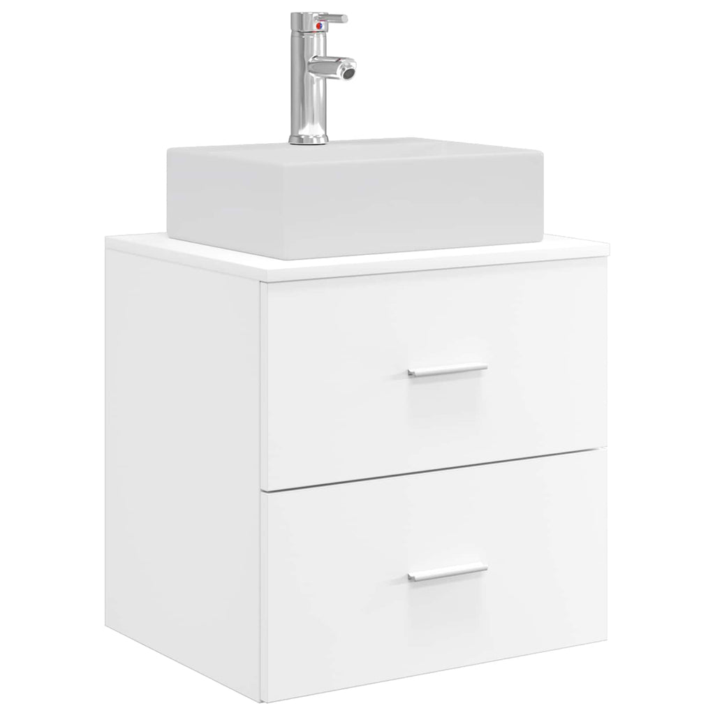 Furniture Set Bathroom 4 Pcs White Artisan Oak Sonoma Oak Concrete Grey LED