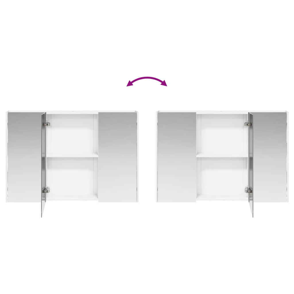 Furniture Set Bathroom 4 Pcs White Artisan Oak Sonoma Oak Concrete Grey LED