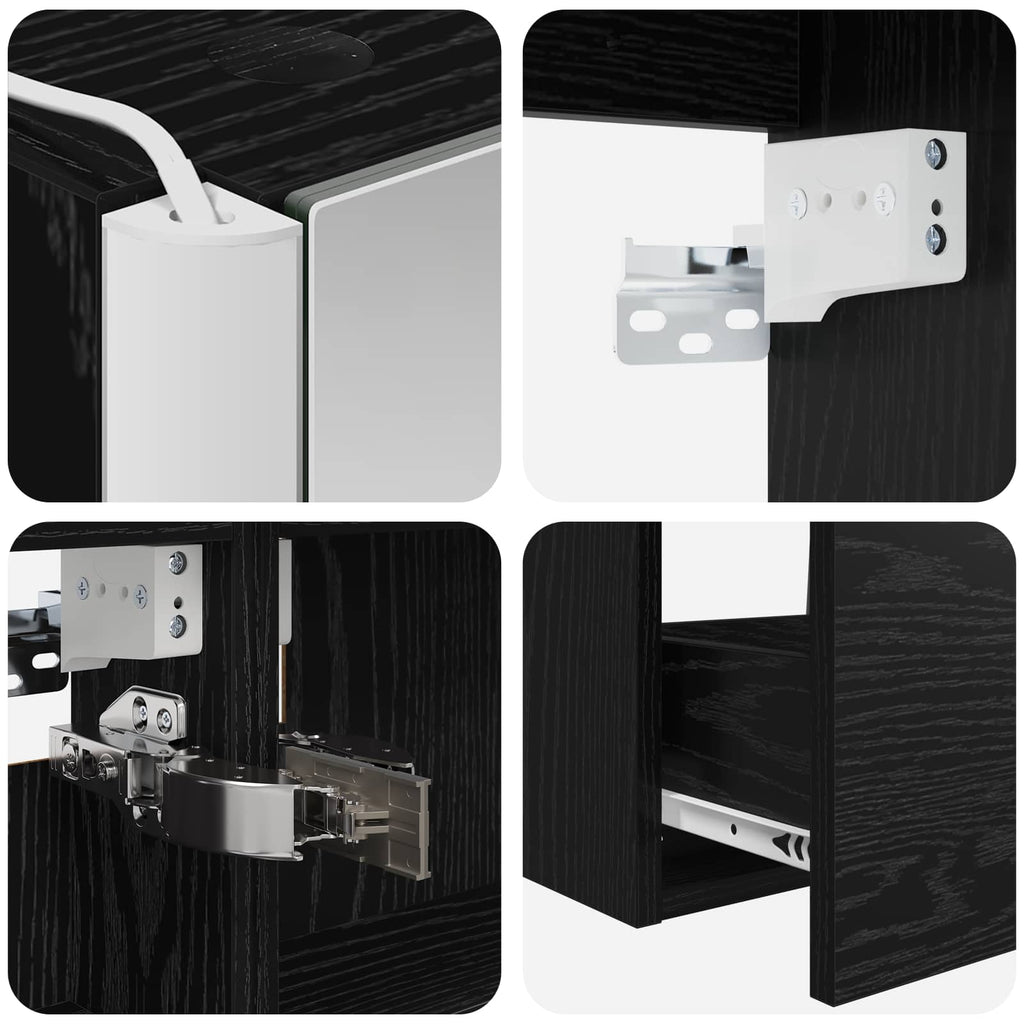 Furniture Set Bathroom 4 Pcs White Artisan Oak Sonoma Oak Concrete Grey LED