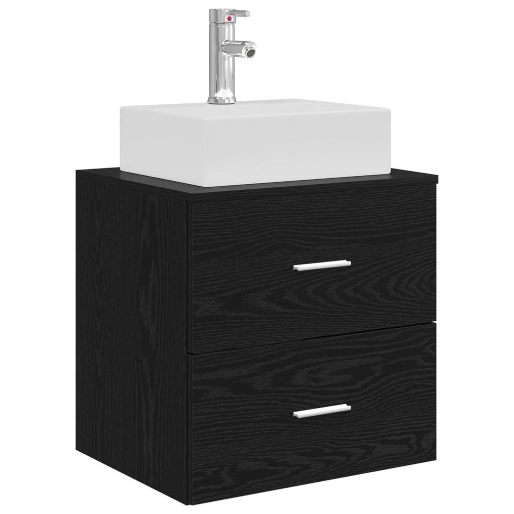 Furniture Set Bathroom 4 Pcs White Artisan Oak Sonoma Oak Concrete Grey LED