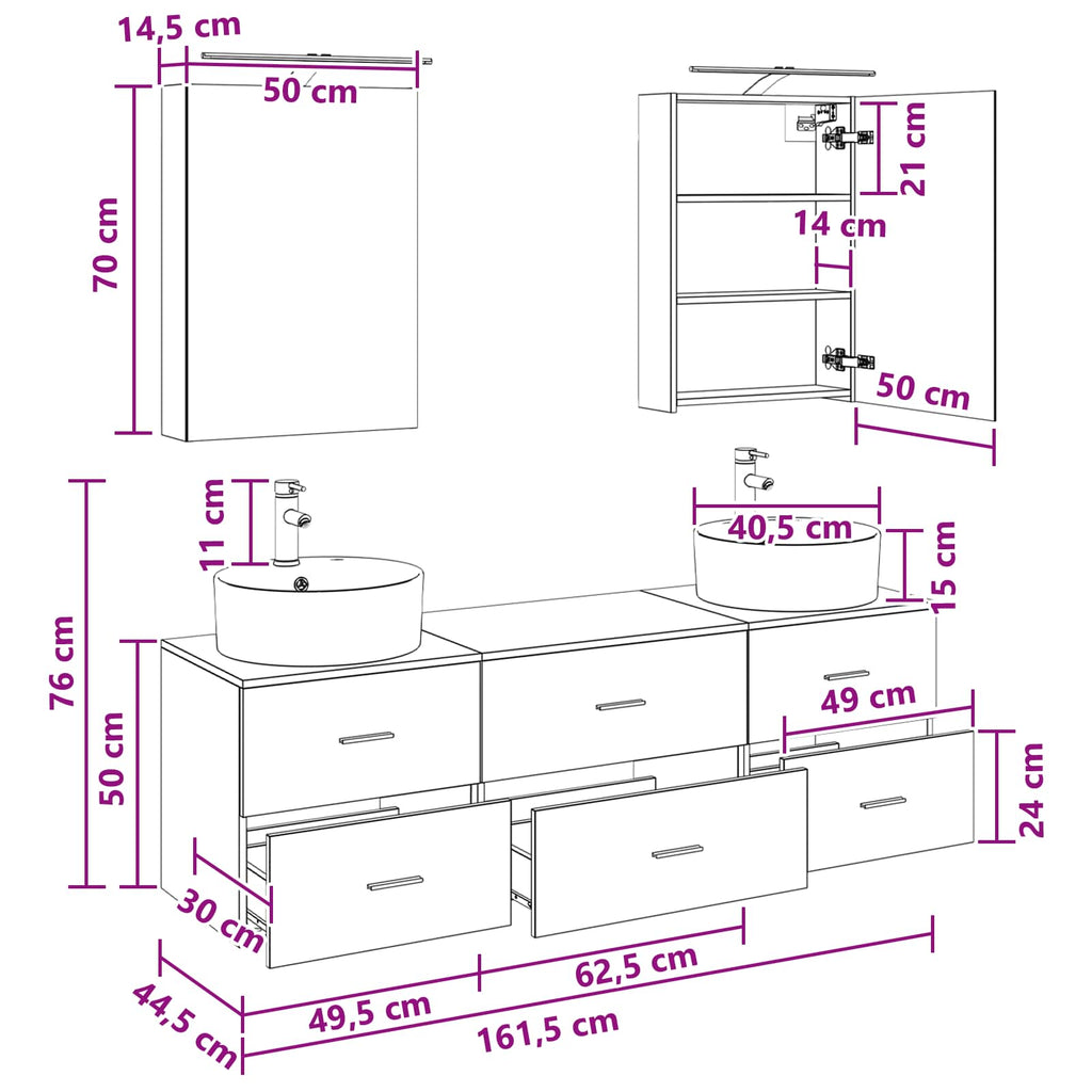Bathroom Furniture Set 5 Pcs