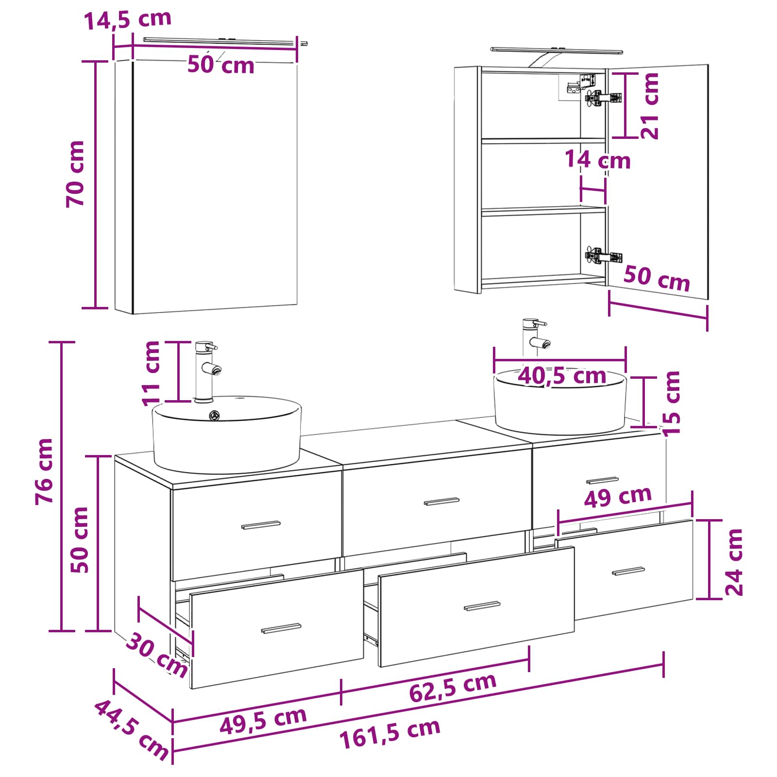 Bathroom Furniture Set 5 Pcs