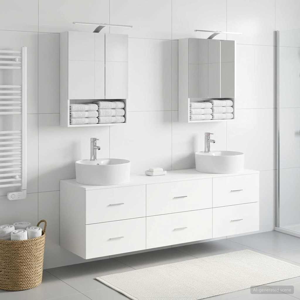 Bathroom Furniture Set 5 Pcs Engineered Wood And Glass
