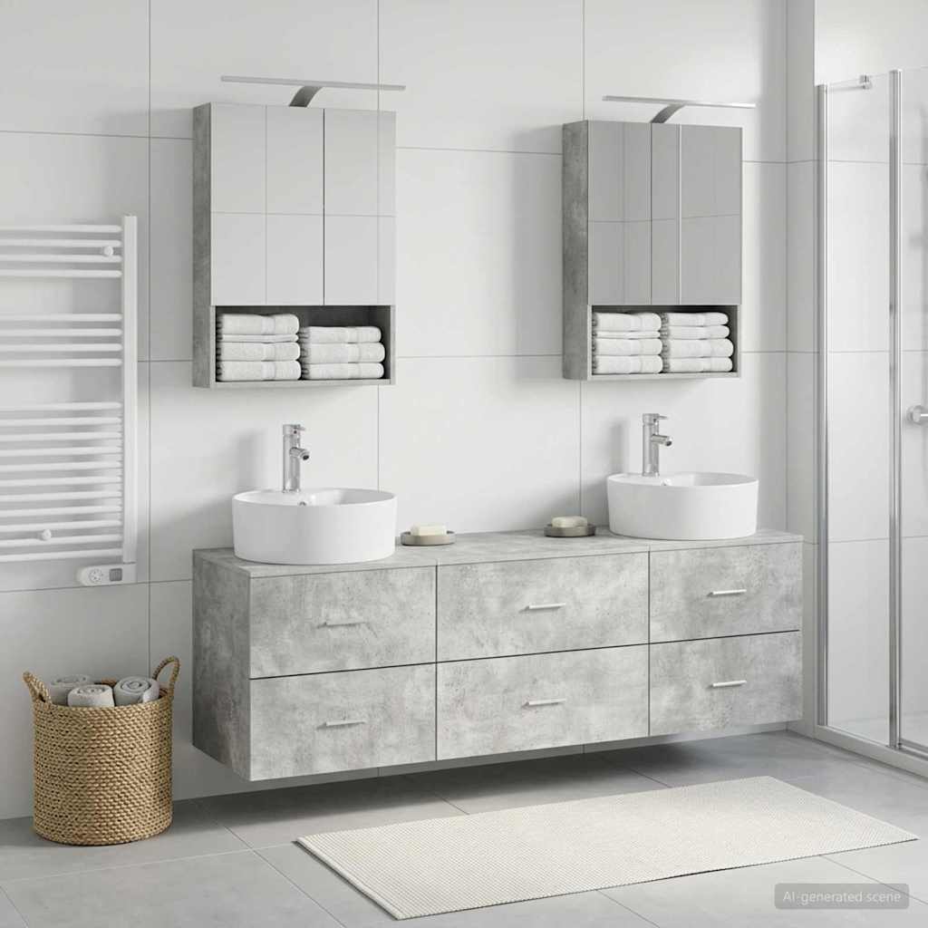 Bathroom Furniture Set 5 Pcs Engineered Wood And Glass