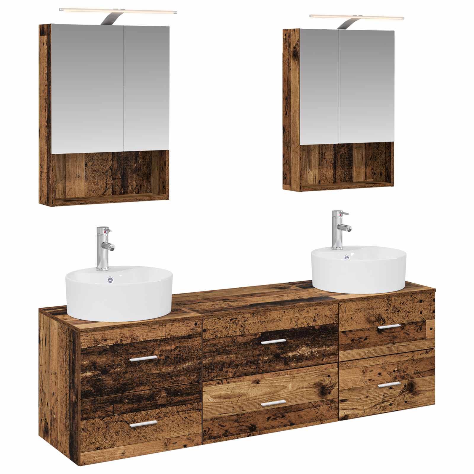 Bathroom Furniture Set 5 Pcs Engineered Wood And Glass