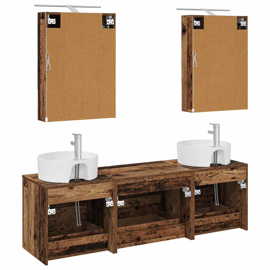Bathroom Furniture Set 5 Pcs Engineered Wood And Glass