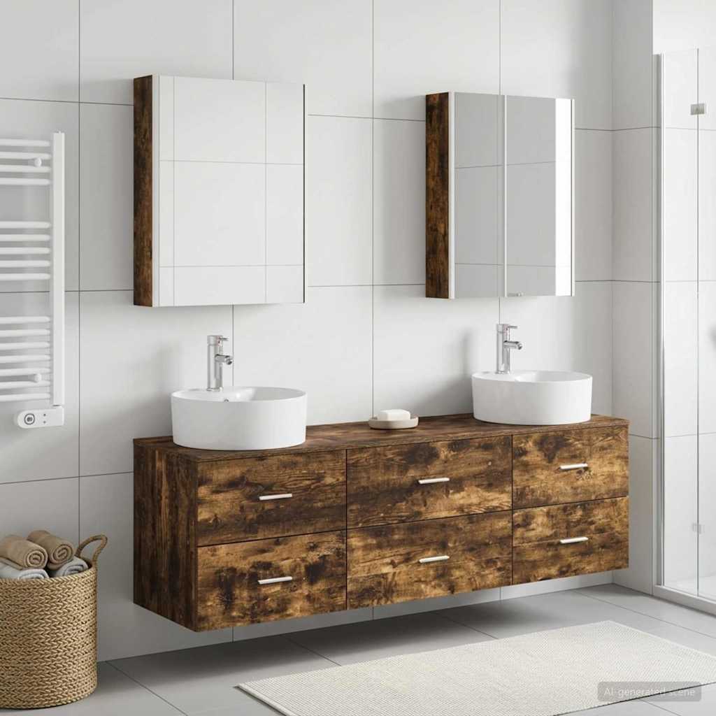 Bathroom Furniture Set 5 Pcs Engineered Wood And Glass