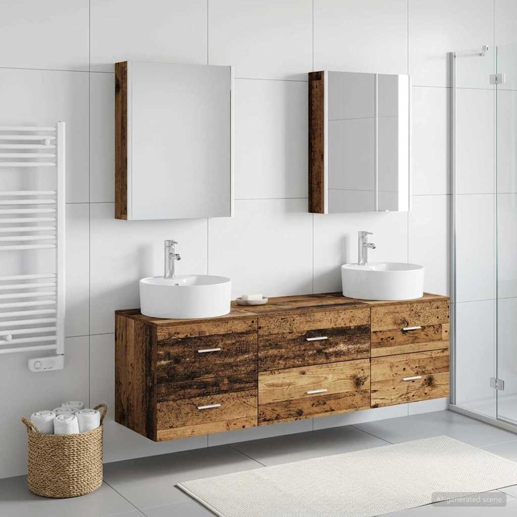 Bathroom Furniture Set 5 Pcs Engineered Wood And Glass