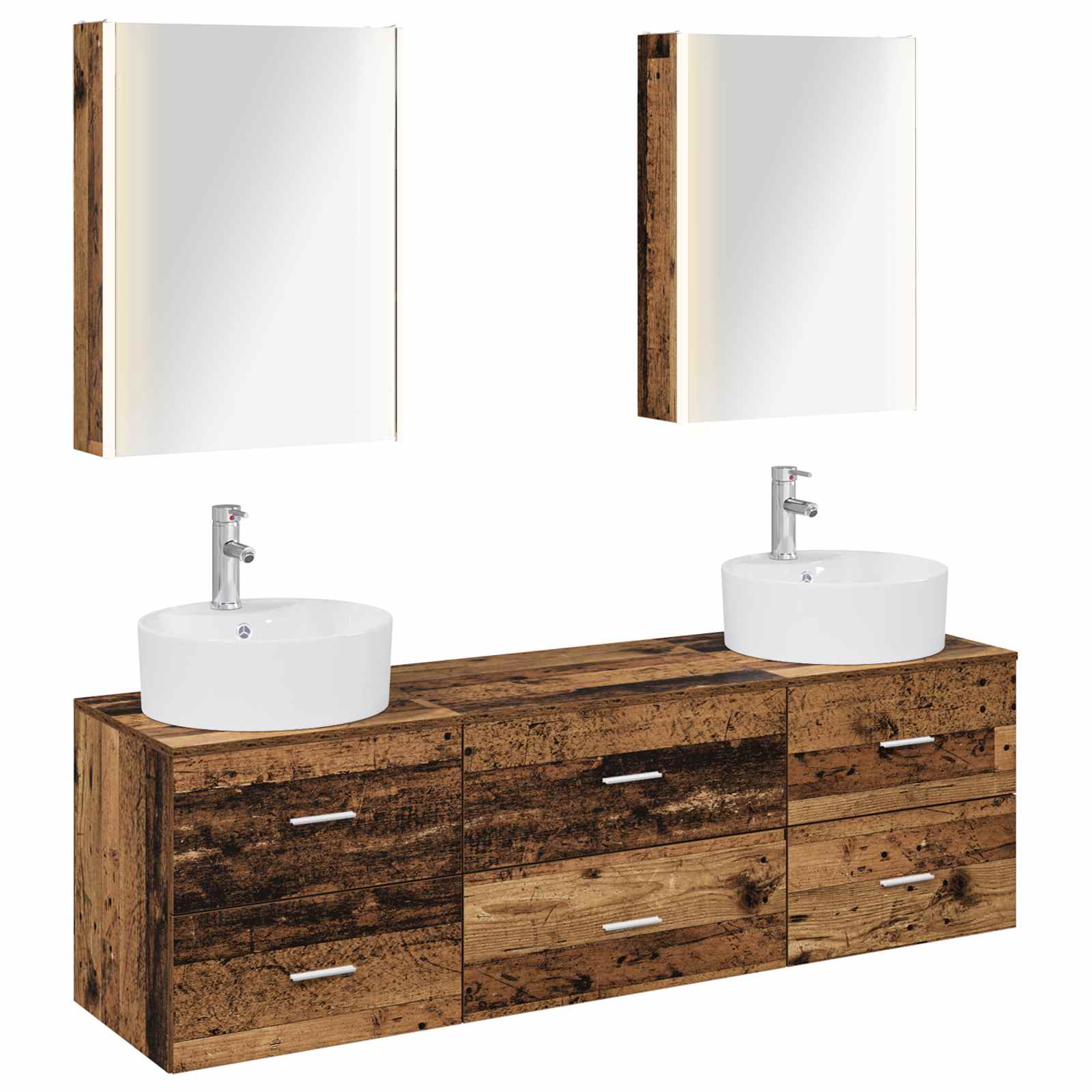 Bathroom Furniture Set 5 Pcs Engineered Wood And Glass