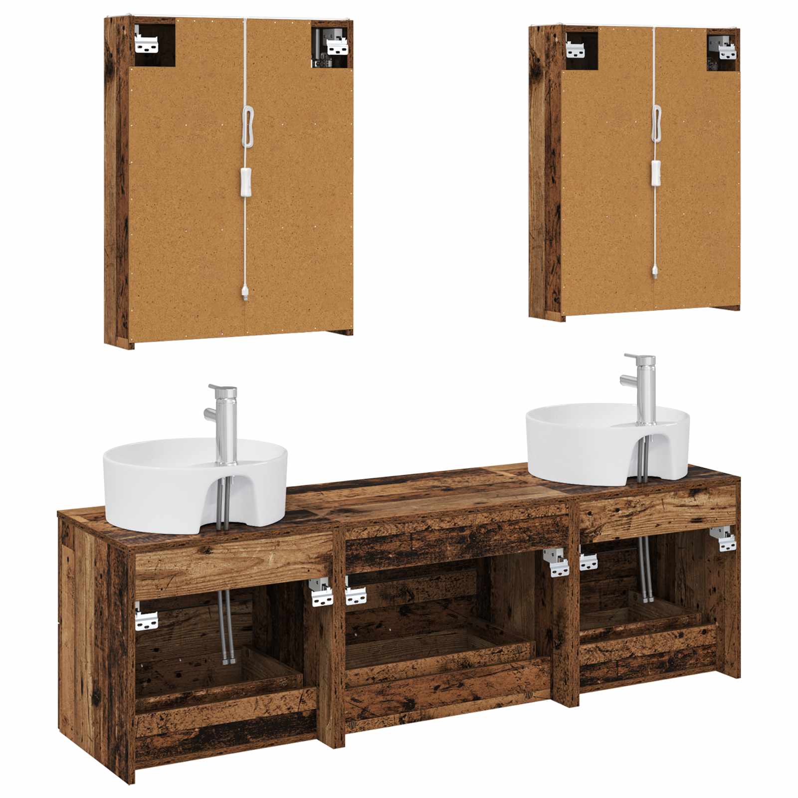 Bathroom Furniture Set 5 Pcs Engineered Wood And Glass
