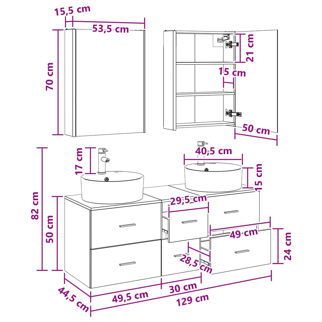 Bathroom Furniture Set 5 Pcs