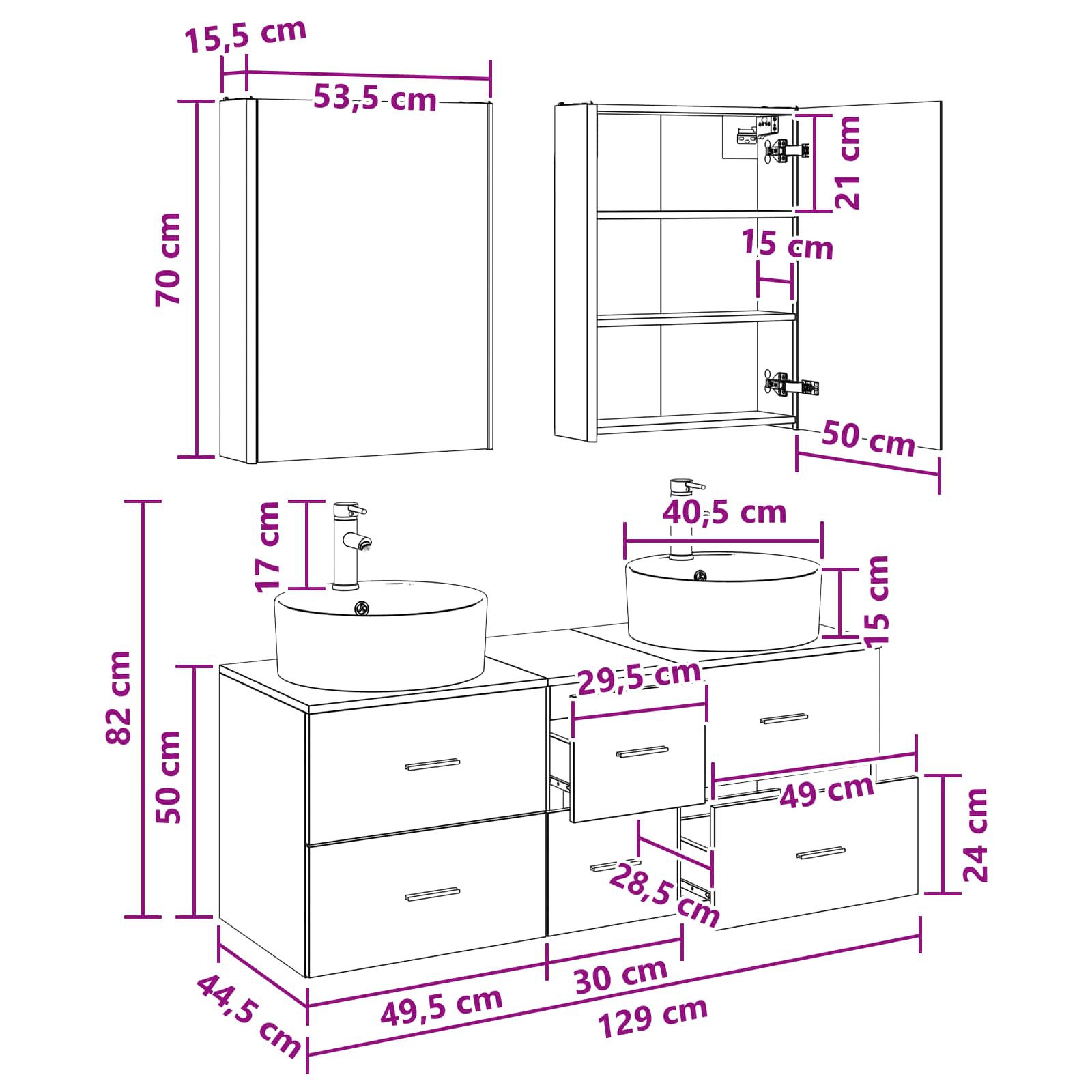 Bathroom Furniture Set 5 Pcs