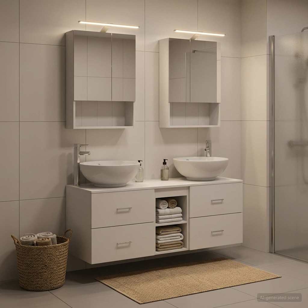Bathroom Furniture Set 5 Pcs Engineered Wood And Glass