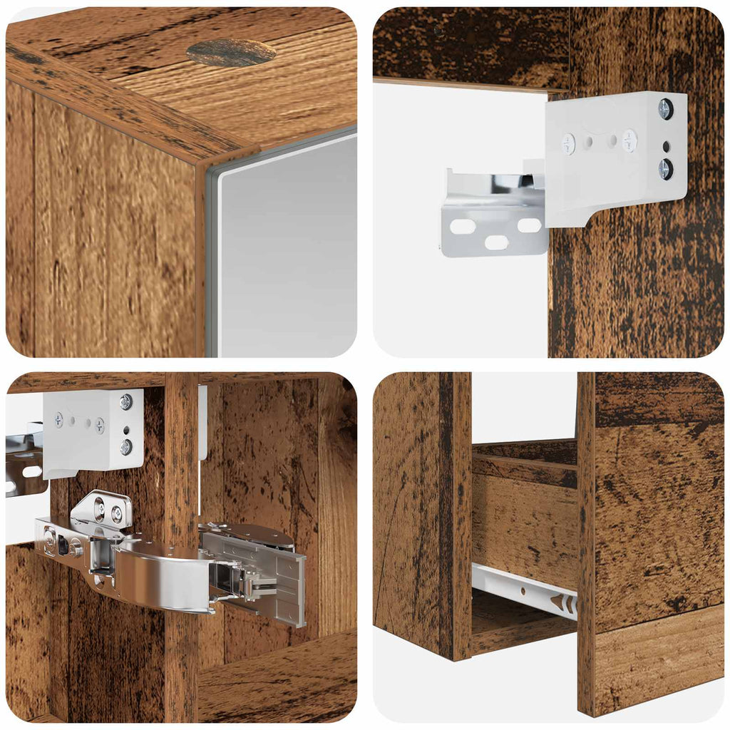 Bathroom Furniture Set 5 Pcs Engineered Wood And Glass