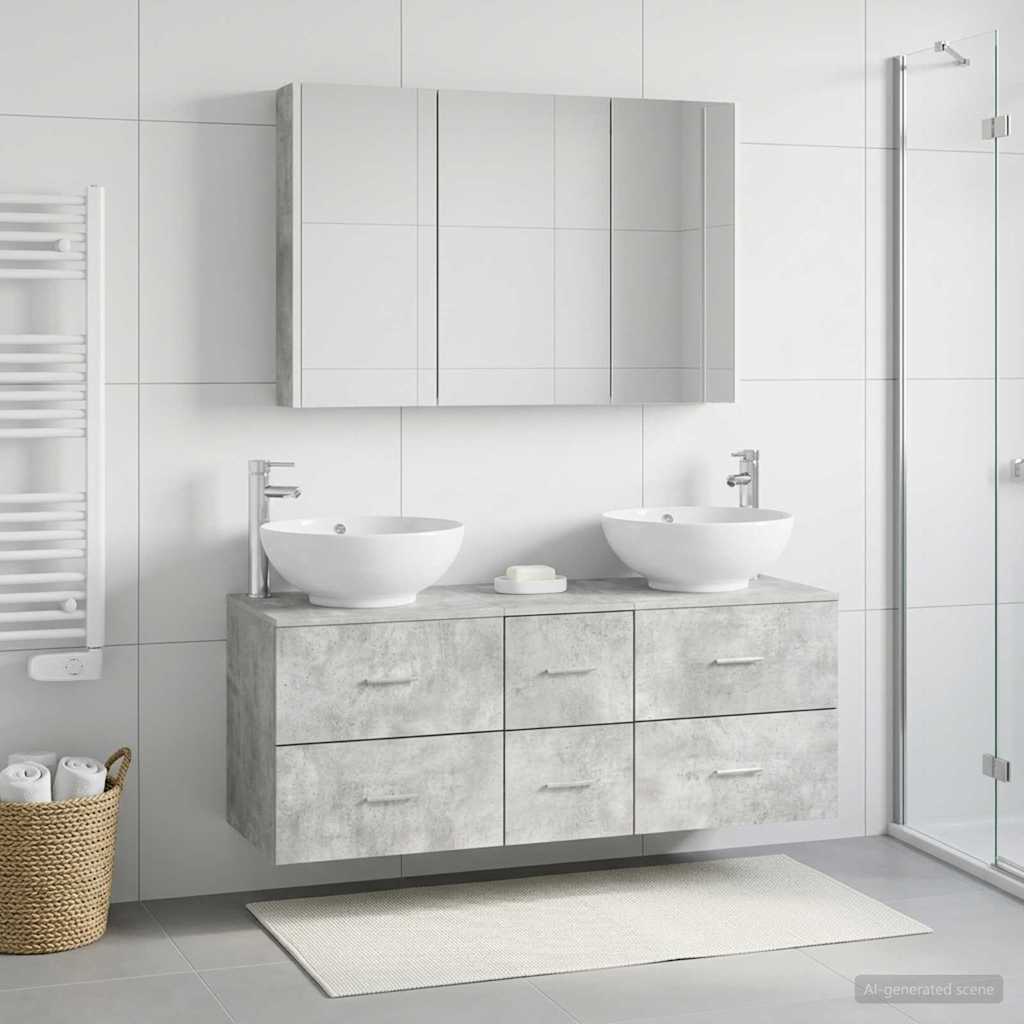 Bathroom Furniture Set 4 Pcs Engineered Wood And Glass