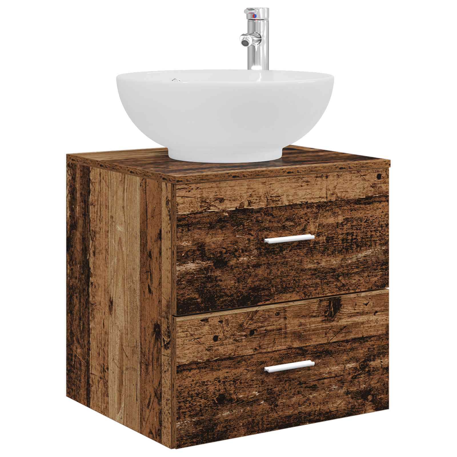 Bathroom Furniture Set 4 Pcs Engineered Wood And Glass
