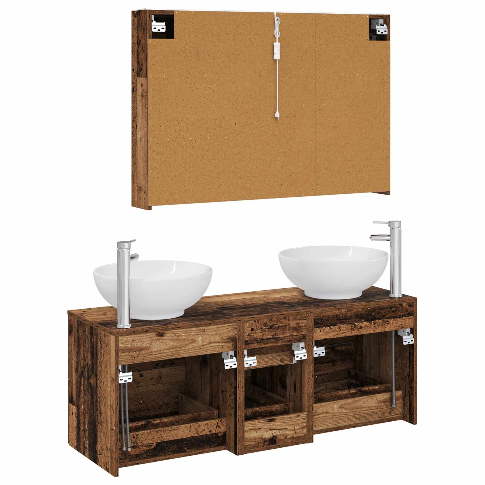 Bathroom Furniture Set 4 Pcs Engineered Wood And Glass