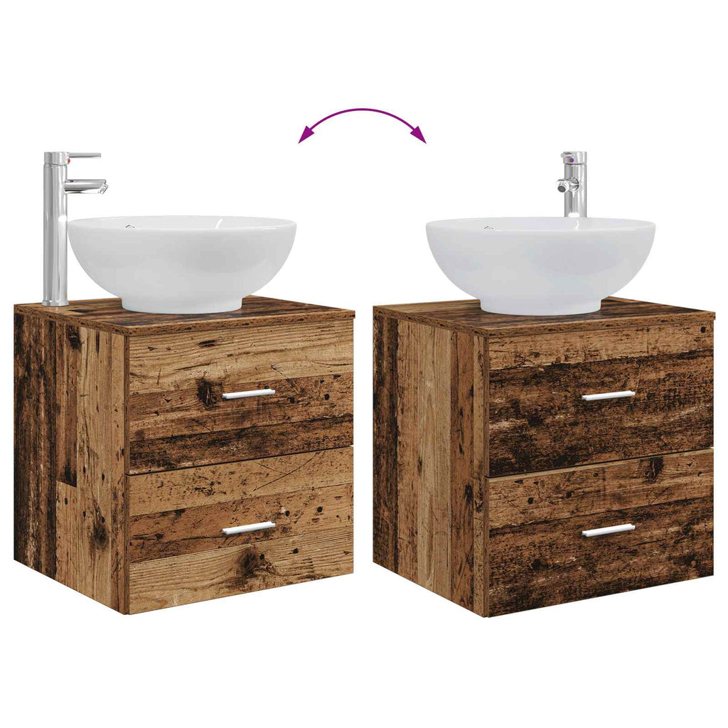 Bathroom Furniture Set 4 Pcs Engineered Wood And Glass