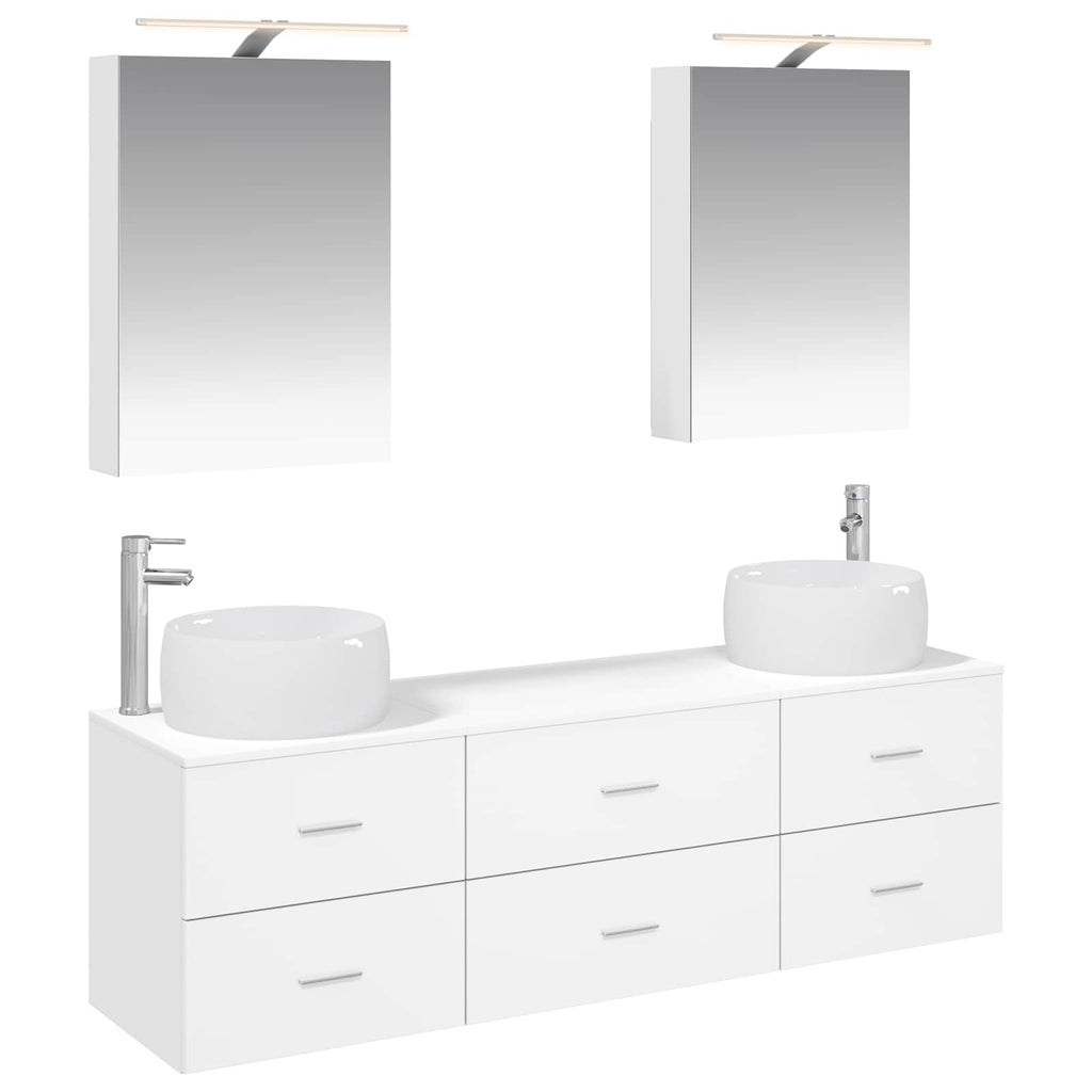 Furniture Set Bathroom 5 Pcs White Sonoma Oak Concrete Grey Smoked Oak Old LED