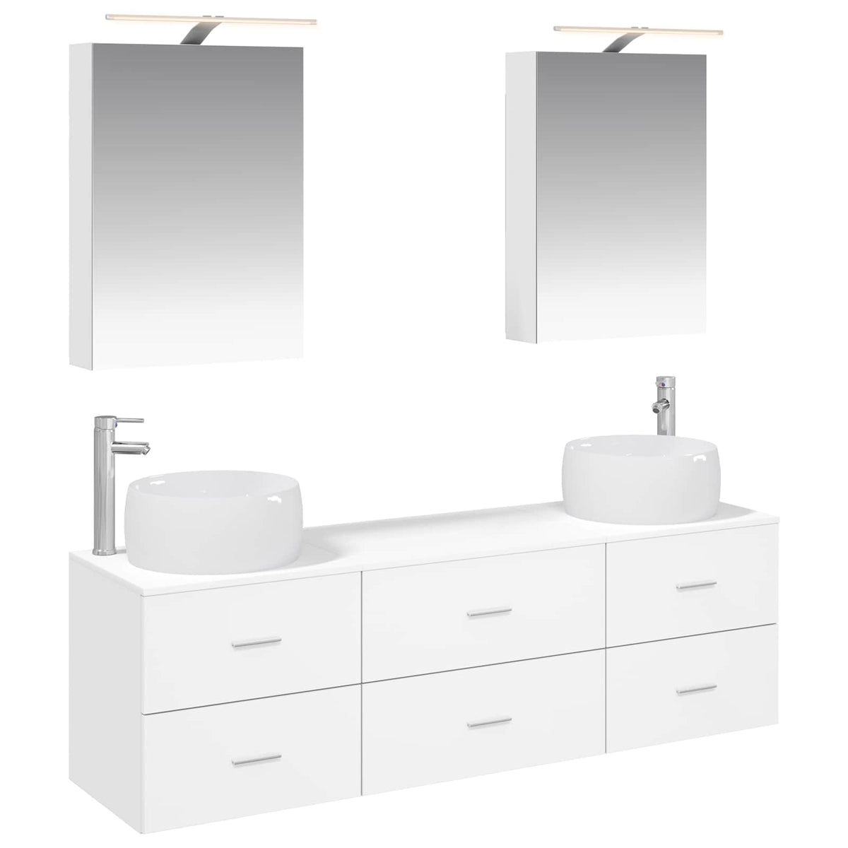 Furniture Set Bathroom 5 Pcs White Sonoma Oak Concrete Grey Smoked Oak Old LED