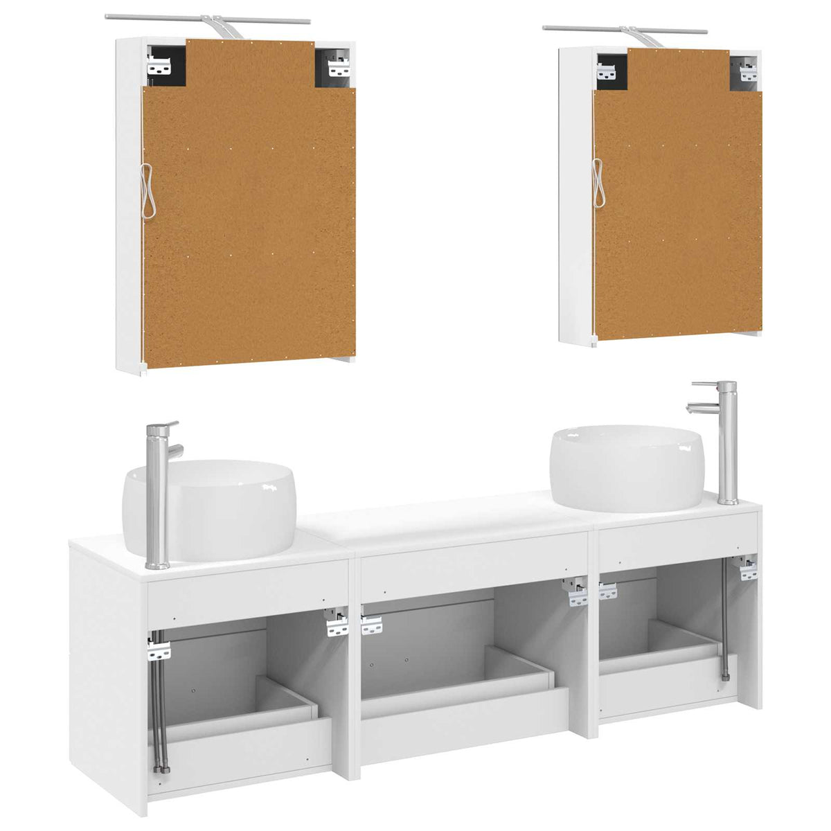 Furniture Set Bathroom 5 Pcs White Sonoma Oak Concrete Grey Smoked Oak Old LED