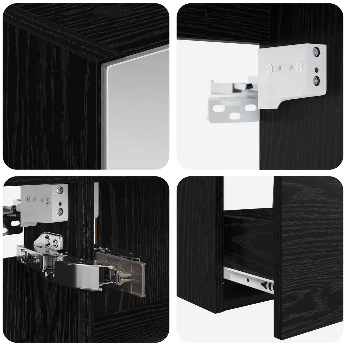 Furniture Set Bathroom 5 Pcs White Sonoma Oak Concrete Grey Smoked Oak Old LED