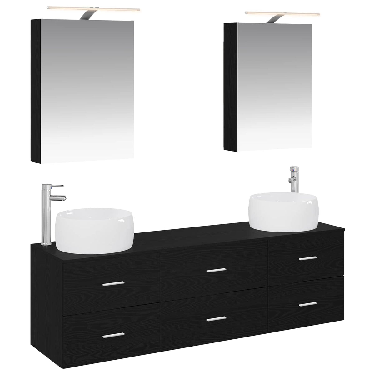 Furniture Set Bathroom 5 Pcs White Sonoma Oak Concrete Grey Smoked Oak Old LED