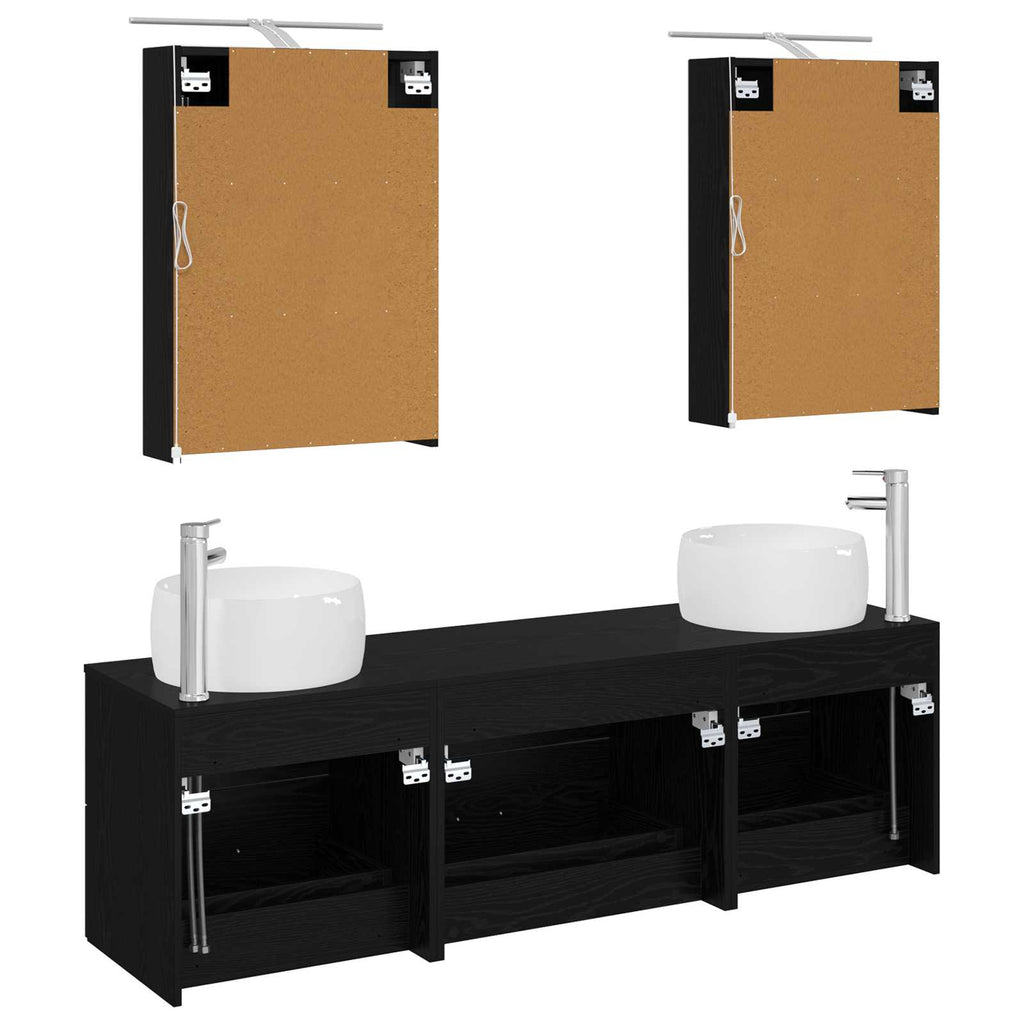 Furniture Set Bathroom 5 Pcs White Sonoma Oak Concrete Grey Smoked Oak Old LED