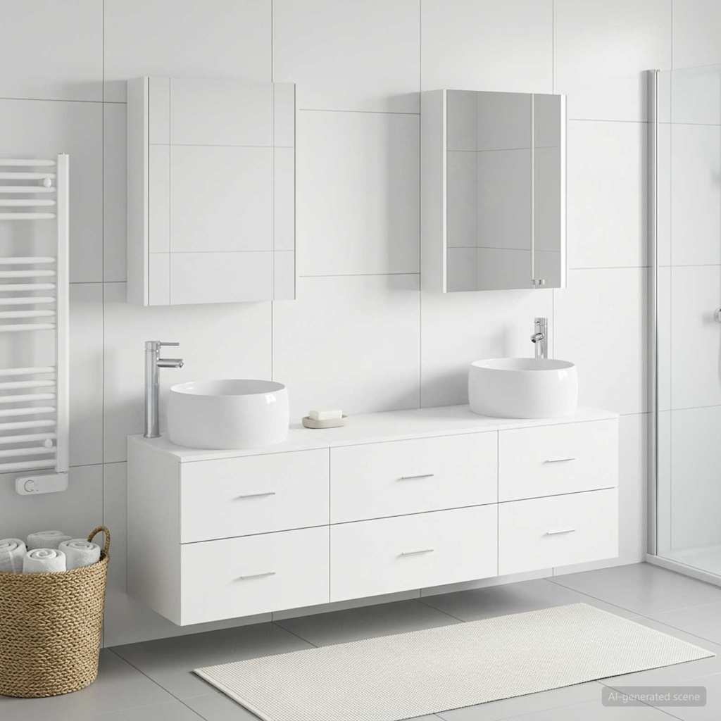 Bathroom Furniture Set 5 Pcs Engineered Wood And Glass